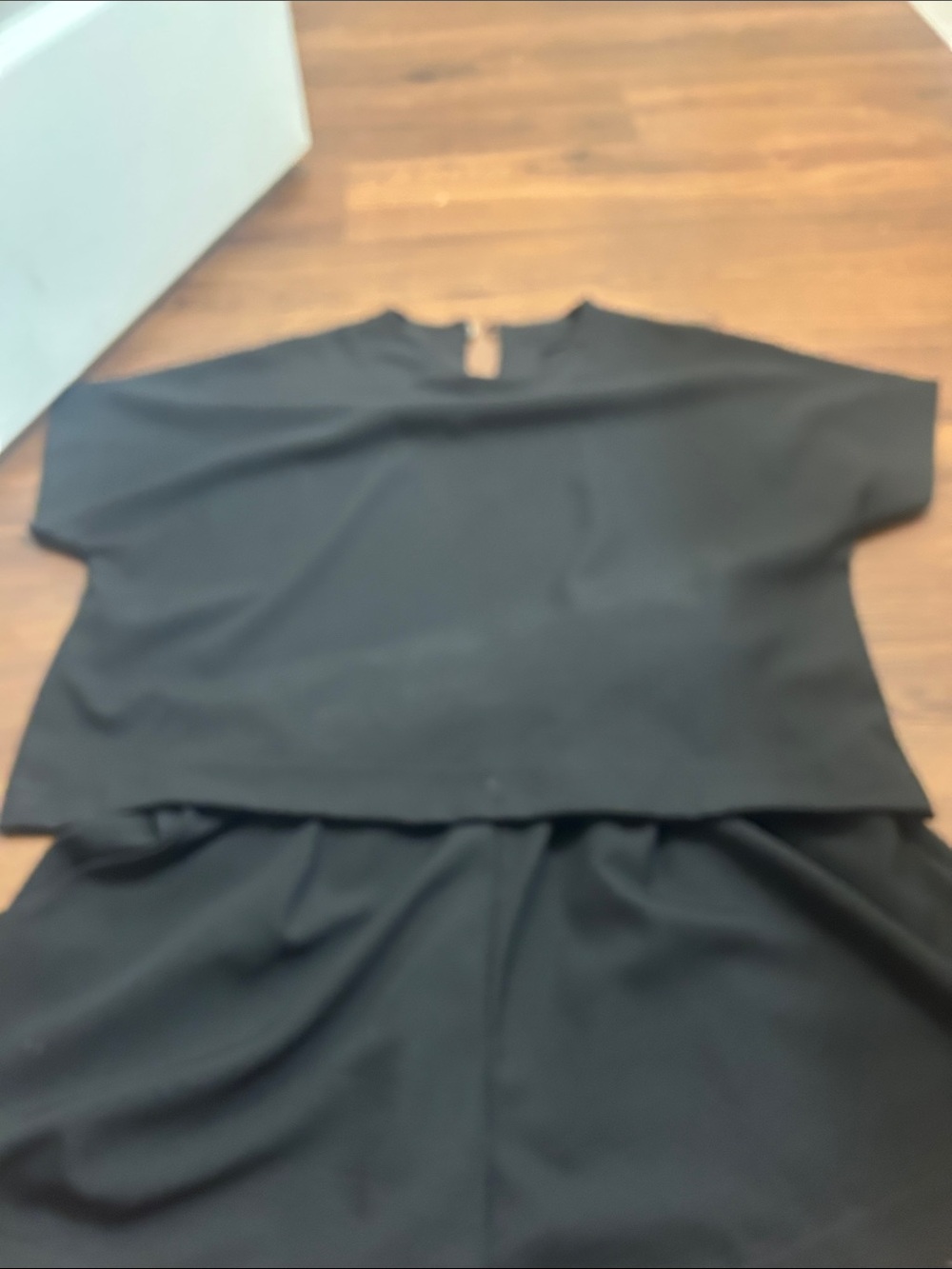 Classic Women's Black Boxy Top with elastic shorts set